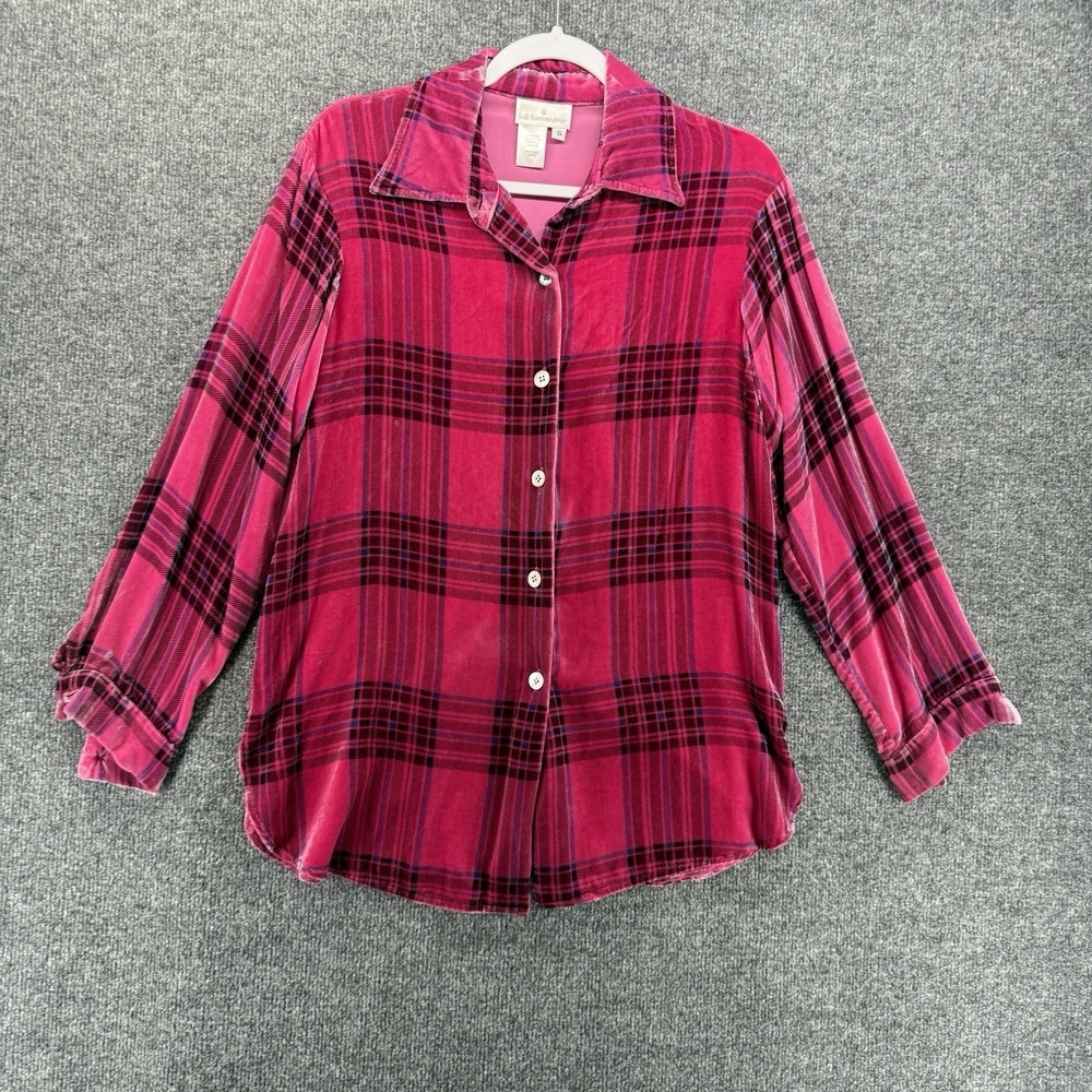 Soft Surroundings Top Womens S Velvet Silk Blend Button Up Tunic Relaxed Casual